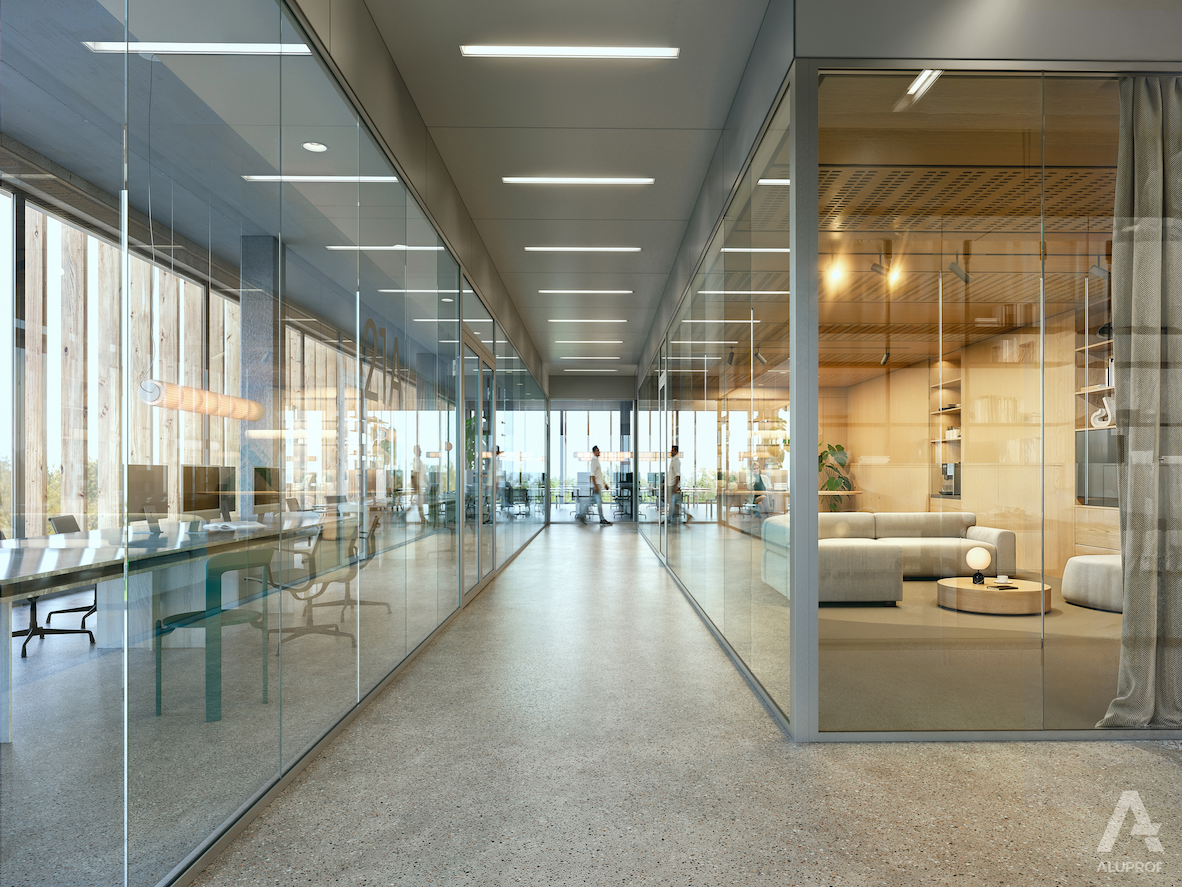 Detail van brandwerend kozijn met rookwerende afdichting