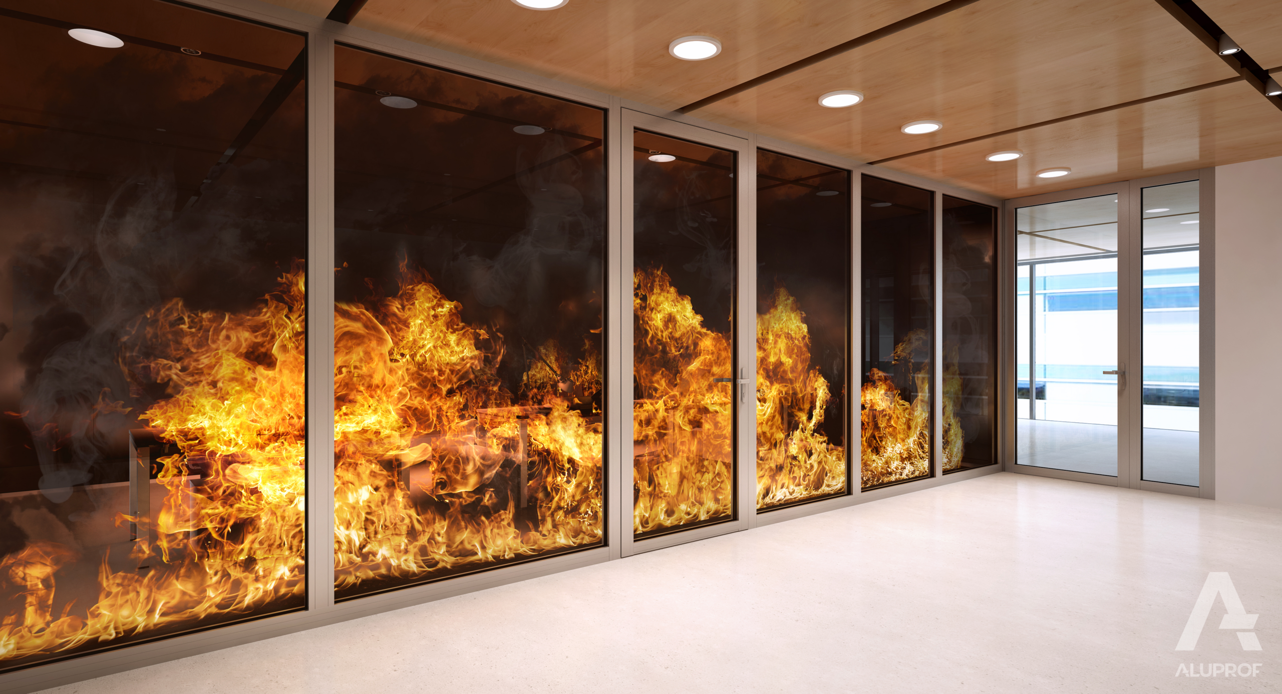 Brandwerende pui met loopdeur